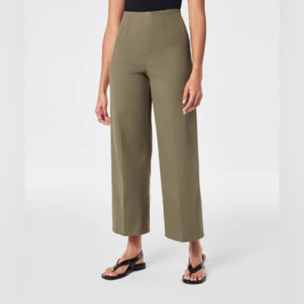 Spanx Twill Stretch Cropped Wide Leg Pants XS